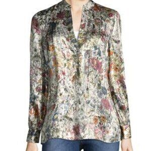 Tory Burch Heidi Metallic Floral Silk Lurex Tunic Melody Floral Size 6